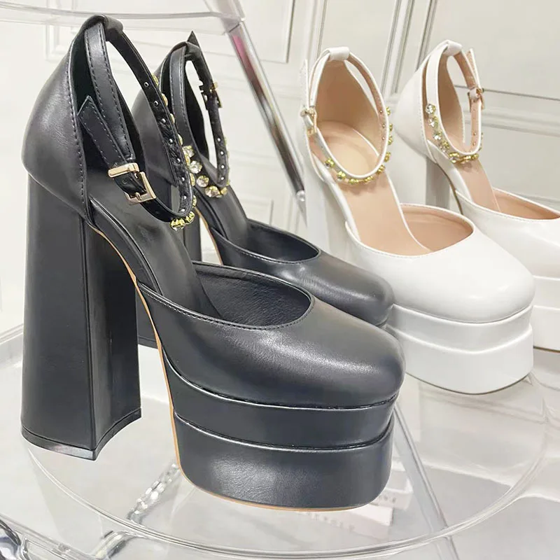 2024 Night Club CRYSTAL Women Pumps Shoes Fashion Platform Thick High Heel Ladies Sexy Stripper Party Sandals Footwear