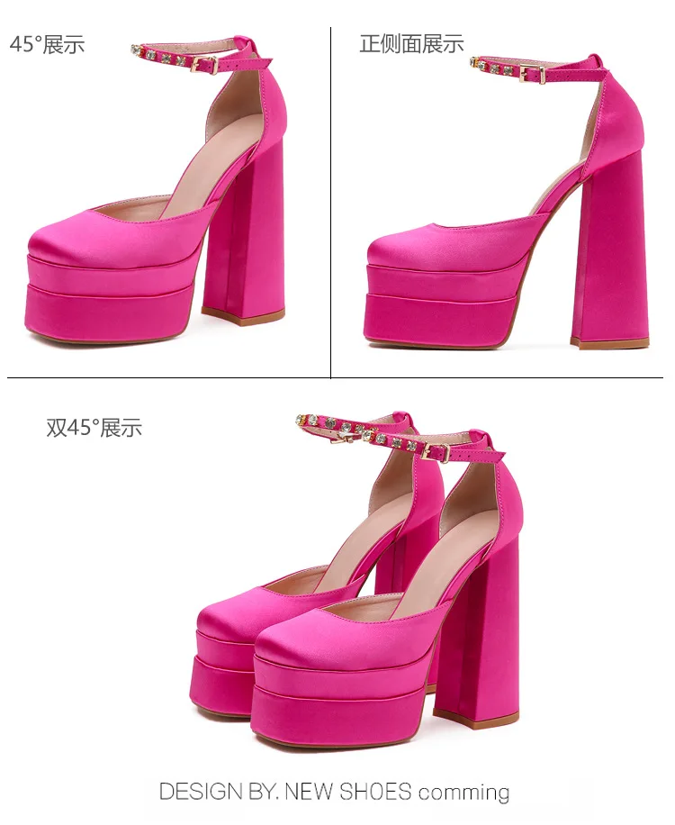 2024 Night Club CRYSTAL Women Pumps Shoes Fashion Platform Thick High Heel Ladies Sexy Stripper Party Sandals Footwear