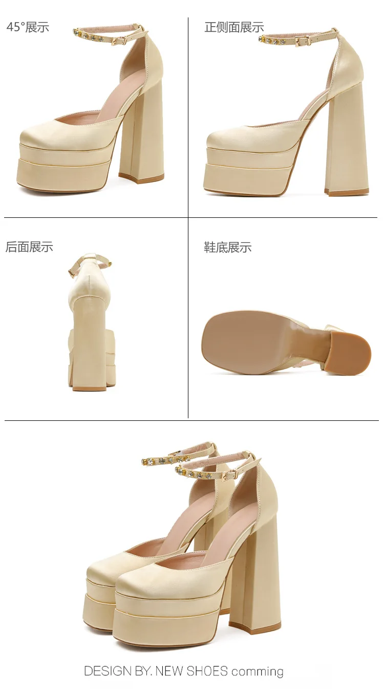 2024 Night Club CRYSTAL Women Pumps Shoes Fashion Platform Thick High Heel Ladies Sexy Stripper Party Sandals Footwear