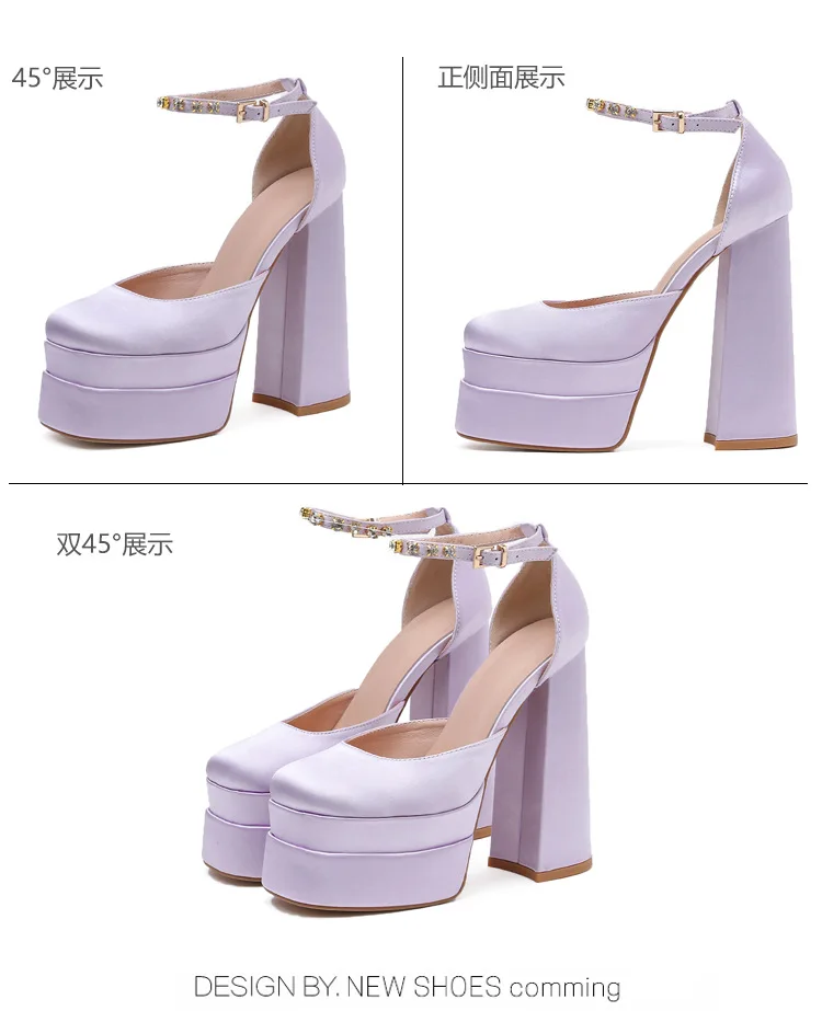 2024 Night Club CRYSTAL Women Pumps Shoes Fashion Platform Thick High Heel Ladies Sexy Stripper Party Sandals Footwear