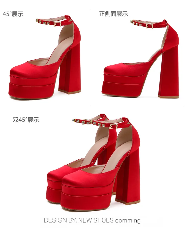 2024 Night Club CRYSTAL Women Pumps Shoes Fashion Platform Thick High Heel Ladies Sexy Stripper Party Sandals Footwear