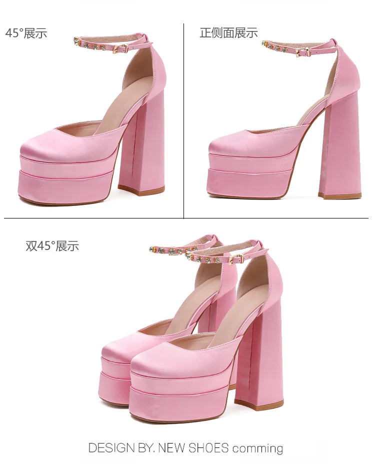 2024 Night Club CRYSTAL Women Pumps Shoes Fashion Platform Thick High Heel Ladies Sexy Stripper Party Sandals Footwear