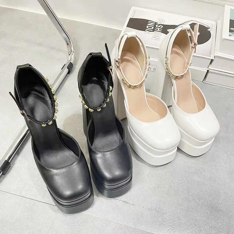 2024 Night Club CRYSTAL Women Pumps Shoes Fashion Platform Thick High Heel Ladies Sexy Stripper Party Sandals Footwear
