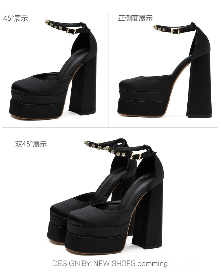 2024 Night Club CRYSTAL Women Pumps Shoes Fashion Platform Thick High Heel Ladies Sexy Stripper Party Sandals Footwear