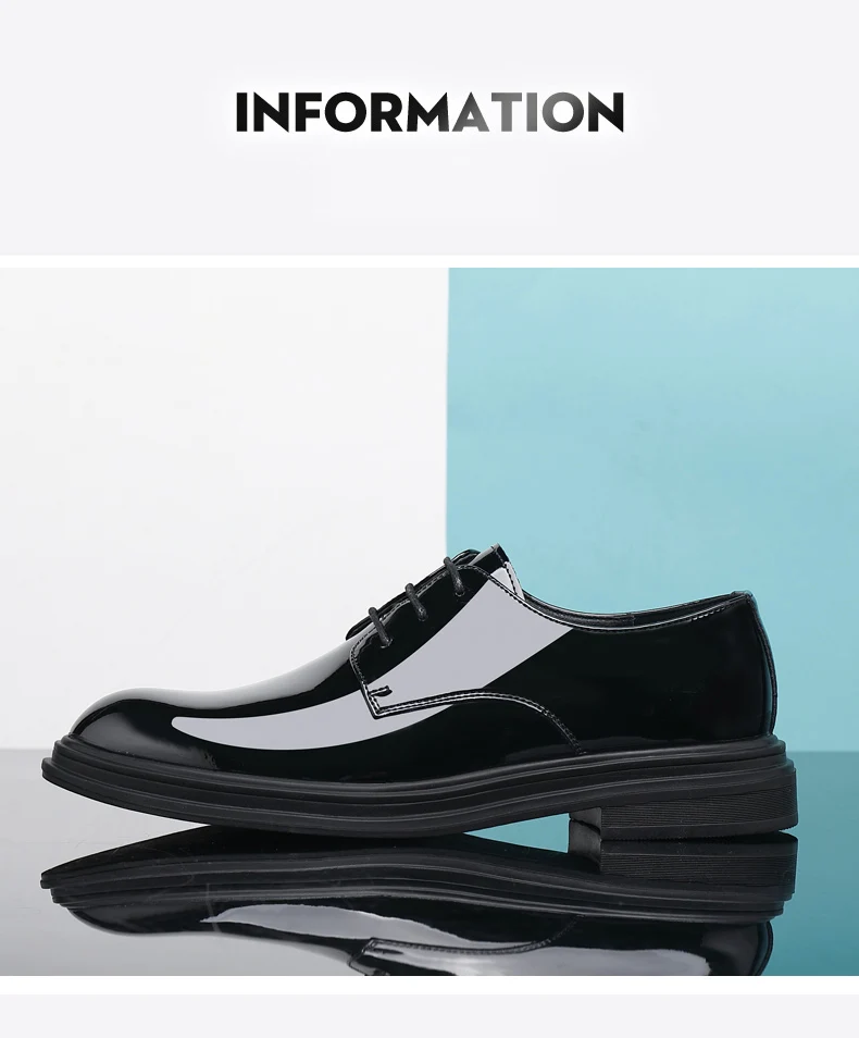 New Men 6/8cm Derby Shoes Patent Leather Height Increase Men Dress Shoes Formal Elevator Business Lift Shoes Bright Upper