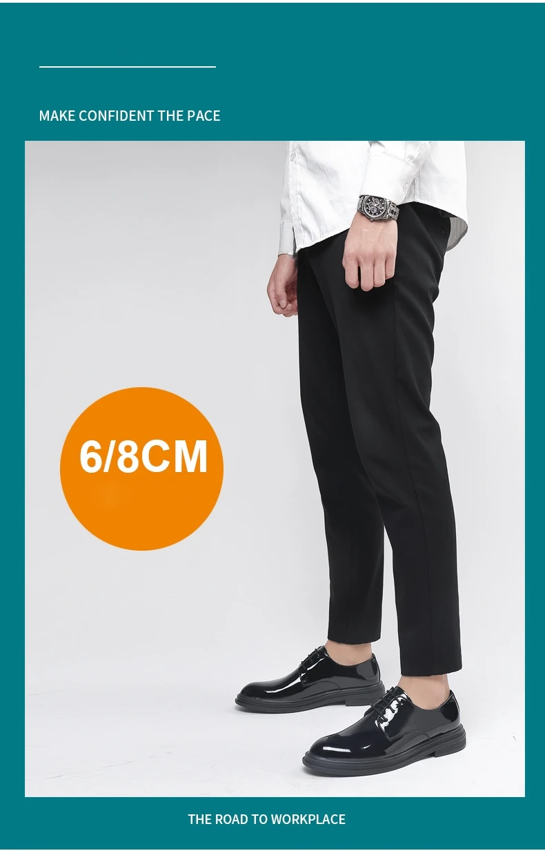 New Men 6/8cm Derby Shoes Patent Leather Height Increase Men Dress Shoes Formal Elevator Business Lift Shoes Bright Upper
