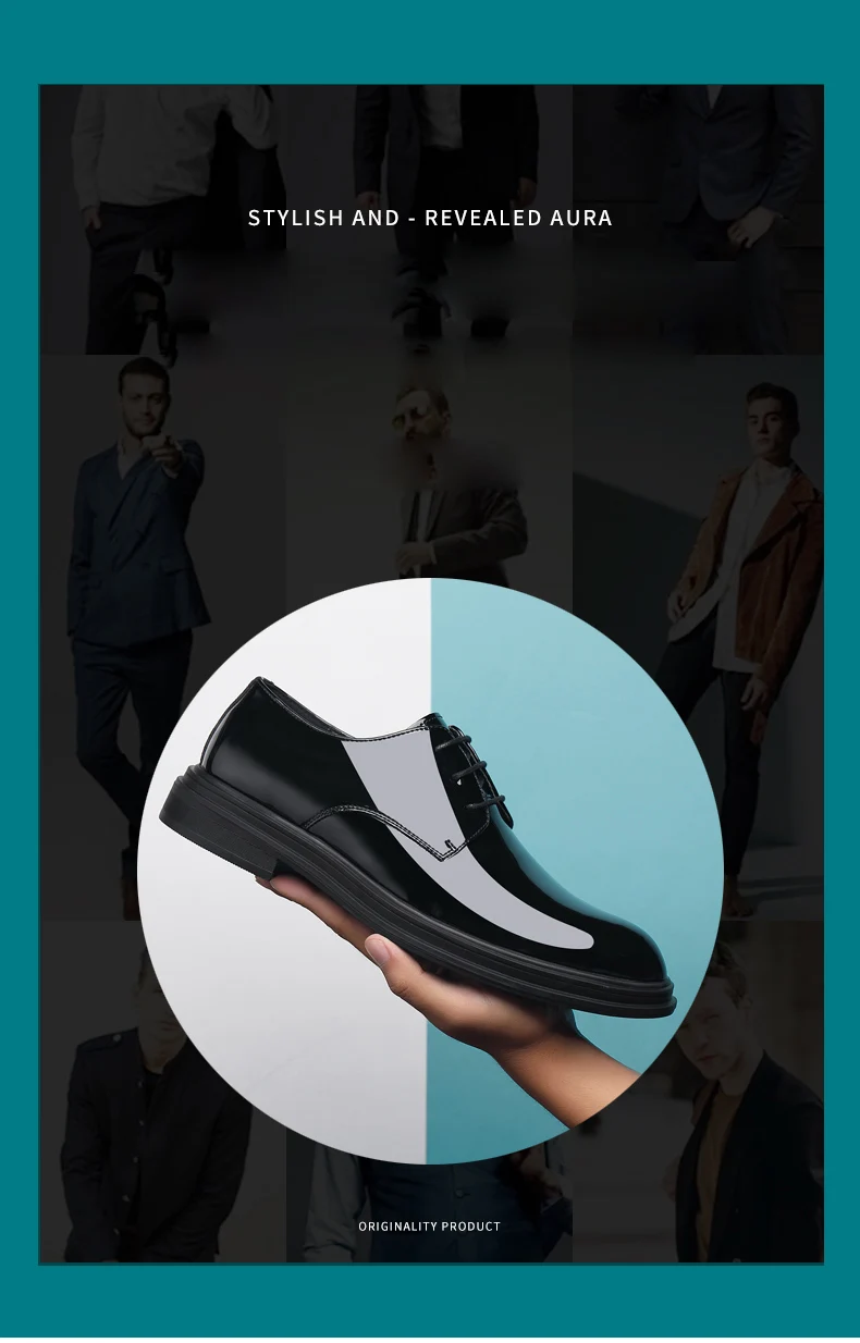 New Men 6/8cm Derby Shoes Patent Leather Height Increase Men Dress Shoes Formal Elevator Business Lift Shoes Bright Upper