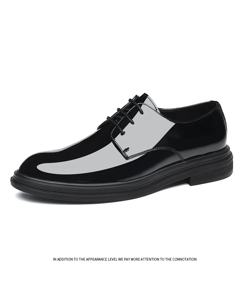 New Men 6/8cm Derby Shoes Patent Leather Height Increase Men Dress Shoes Formal Elevator Business Lift Shoes Bright Upper