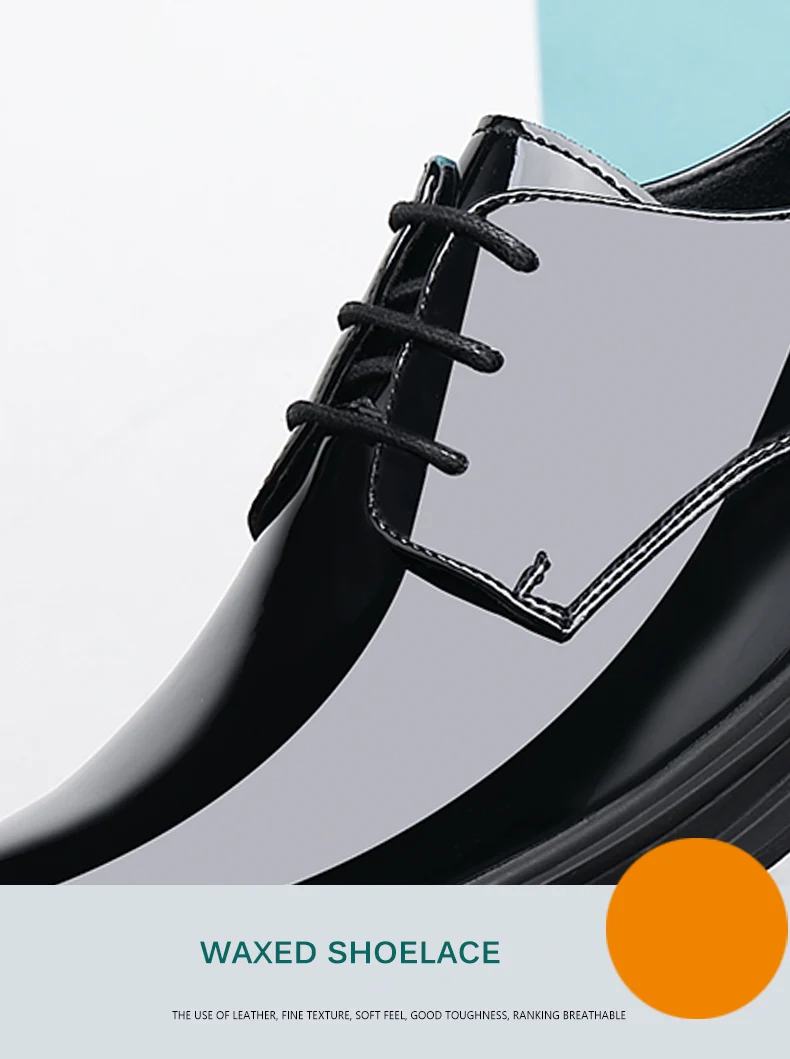 New Men 6/8cm Derby Shoes Patent Leather Height Increase Men Dress Shoes Formal Elevator Business Lift Shoes Bright Upper