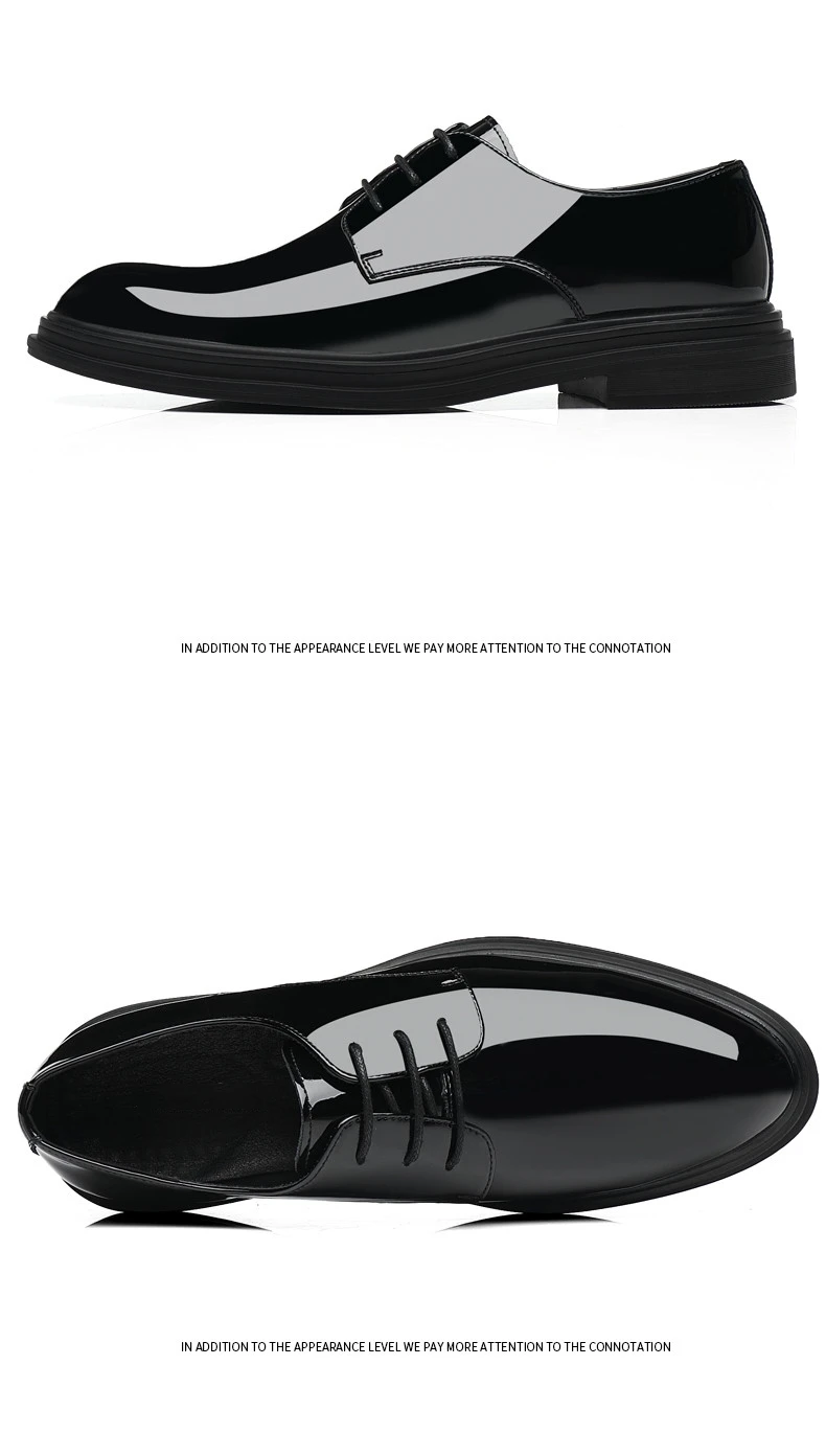 New Men 6/8cm Derby Shoes Patent Leather Height Increase Men Dress Shoes Formal Elevator Business Lift Shoes Bright Upper