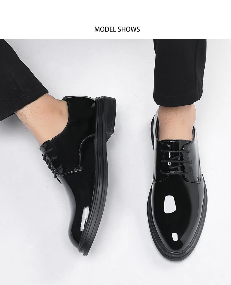 New Men 6/8cm Derby Shoes Patent Leather Height Increase Men Dress Shoes Formal Elevator Business Lift Shoes Bright Upper