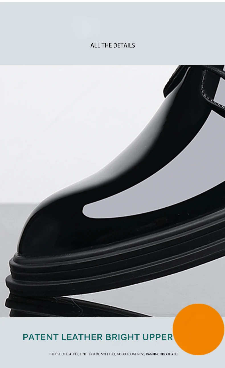 New Men 6/8cm Derby Shoes Patent Leather Height Increase Men Dress Shoes Formal Elevator Business Lift Shoes Bright Upper