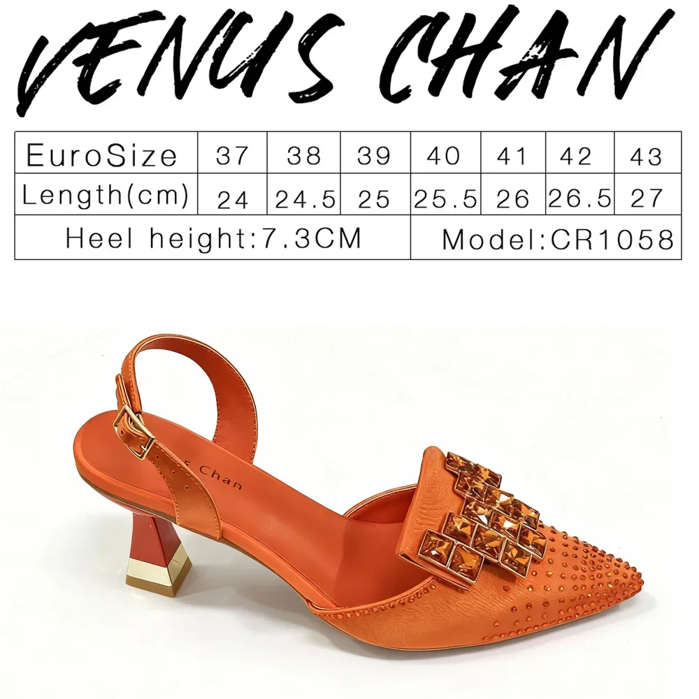 Elegant Women Rhinestone Pointed Toe Slingback Low Heel Party Wedding Shoes and Chain Bag Set Luxury Evening