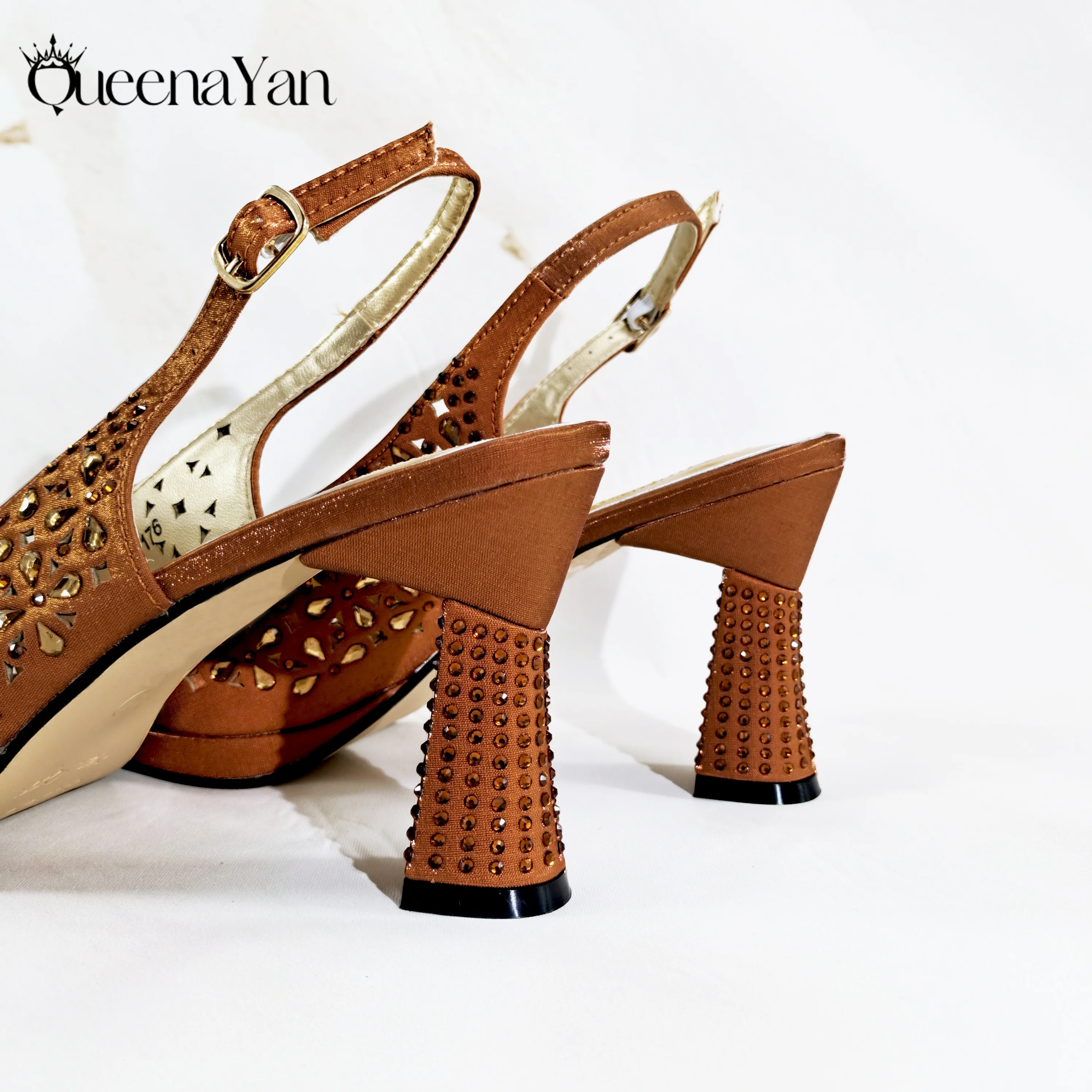 Elegant Women's Peep-Toe Heels and Matching Olive Color Diamond Pumps Set Stylish Italian Shoes and Bags for Parties