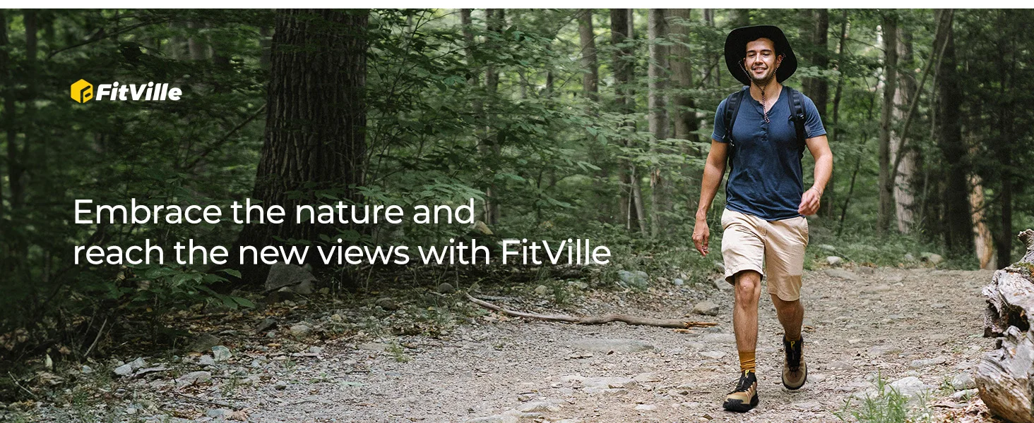 FitVille Wide Slip On Shoes For Men Walking Hiking Shoe Outdoor Trekking Loafer Arch Support Slip Resistant Wide Toe Box