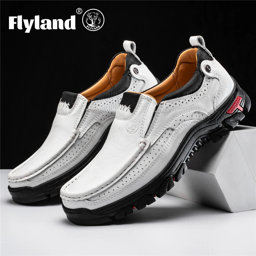 FLYLAND Men's Dress Shoes Fashion Leather Shoes Handmade Male Sapatos Hombre