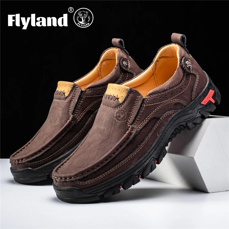 FLYLAND Men's Dress Shoes Fashion Leather Shoes Handmade Male Sapatos Hombre