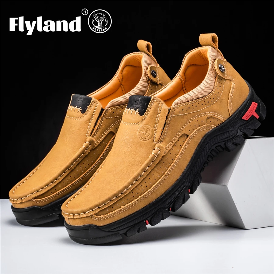FLYLAND Men's Dress Shoes Fashion Leather Shoes Handmade Male Sapatos Hombre