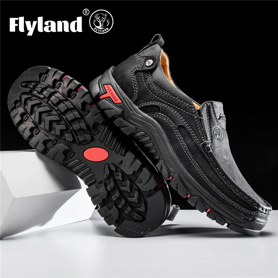 FLYLAND Men's Dress Shoes Fashion Leather Shoes Handmade Male Sapatos Hombre