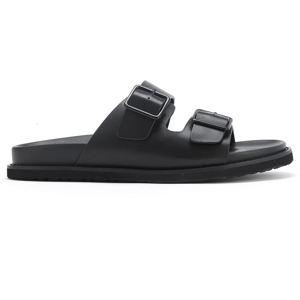 Source Factory Men's Sandals Non-slip Calf Leather Slides Men Beach Slippers Ourdoor Shoes
