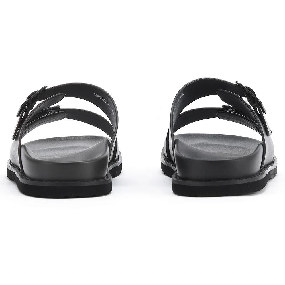 Source Factory Men's Sandals Non-slip Calf Leather Slides Men Beach Slippers Ourdoor Shoes