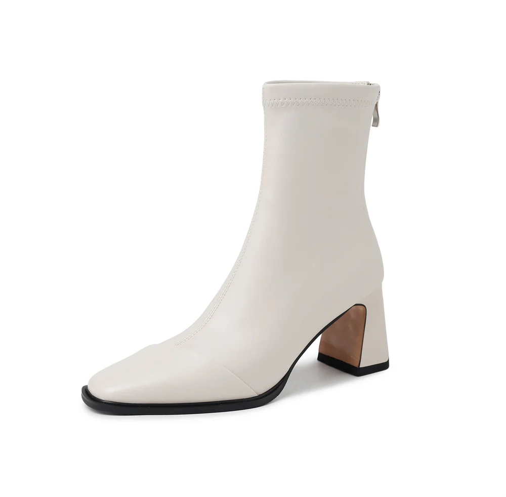 FEDONAS New Women Genuine Leather High Heels Ankle Boots Zipper Short Socks Boots Female Autumn Elegant Office Boots Boots