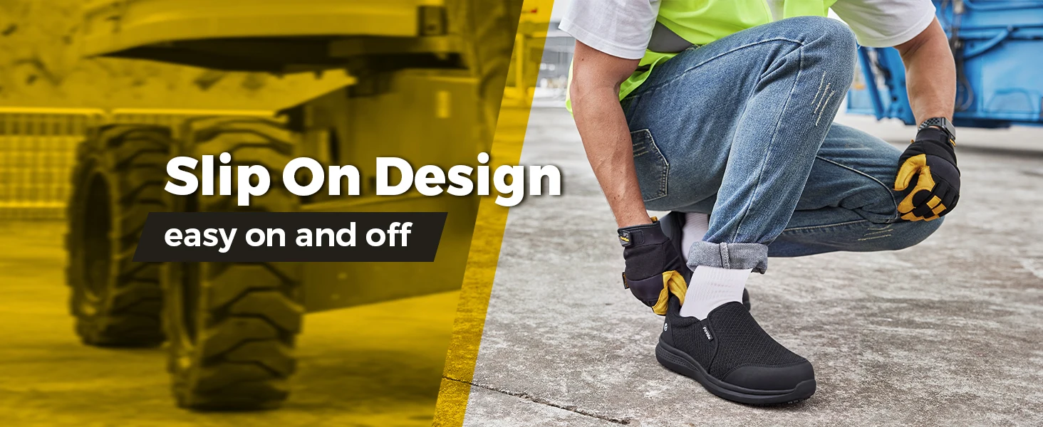 Fitville Wide Fit Mens Steel Toe Work Anti‑Smashing Anti‑Puncture Non‑Slip Safety Shoes For Construction Industrial Workplace