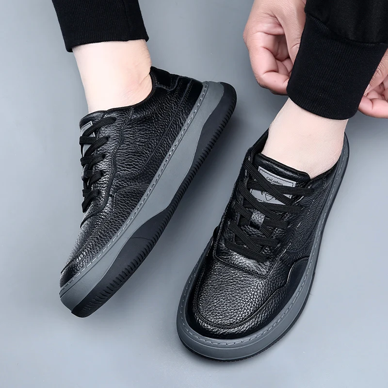 DIMANYU 2026 New Summer Men's Mesh Shoes Genuine Leather Fashion Lace-Up Casual Flat Non-Slip Sneakers Men
