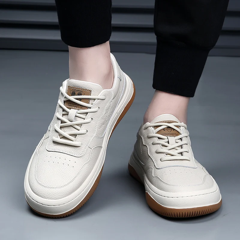 DIMANYU 2026 New Summer Men's Mesh Shoes Genuine Leather Fashion Lace-Up Casual Flat Non-Slip Sneakers Men