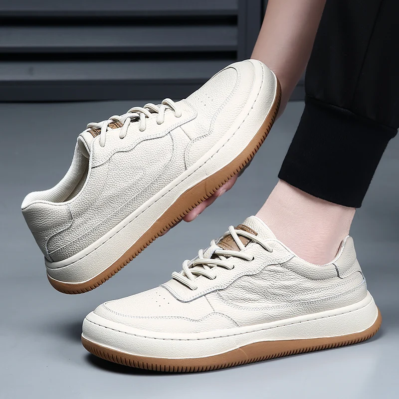 DIMANYU 2026 New Summer Men's Mesh Shoes Genuine Leather Fashion Lace-Up Casual Flat Non-Slip Sneakers Men