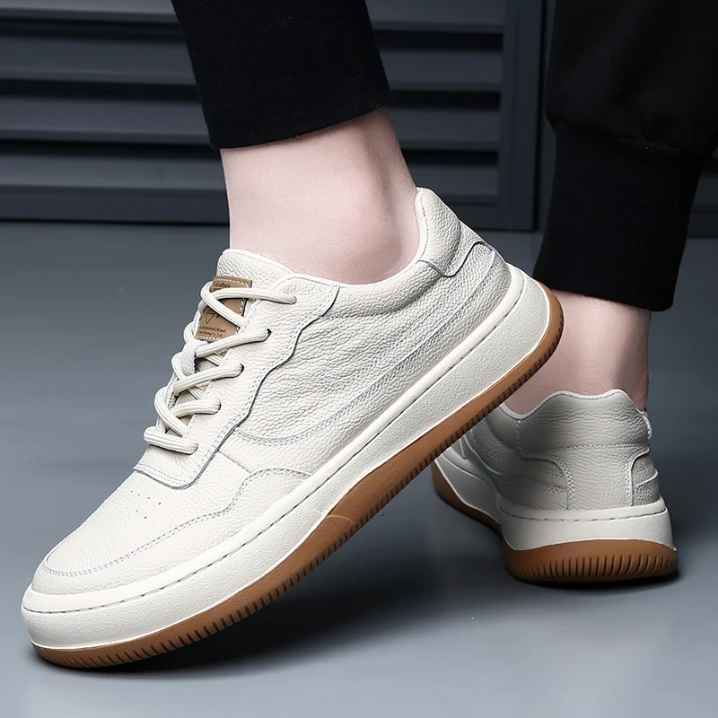 DIMANYU 2026 New Summer Men's Mesh Shoes Genuine Leather Fashion Lace-Up Casual Flat Non-Slip Sneakers Men