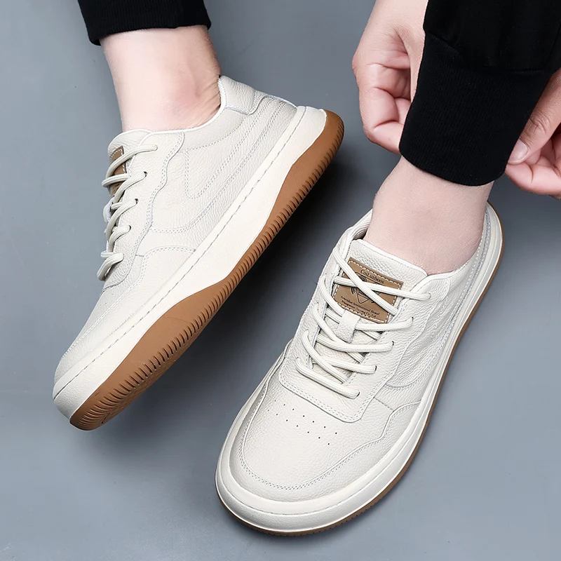 DIMANYU 2026 New Summer Men's Mesh Shoes Genuine Leather Fashion Lace-Up Casual Flat Non-Slip Sneakers Men