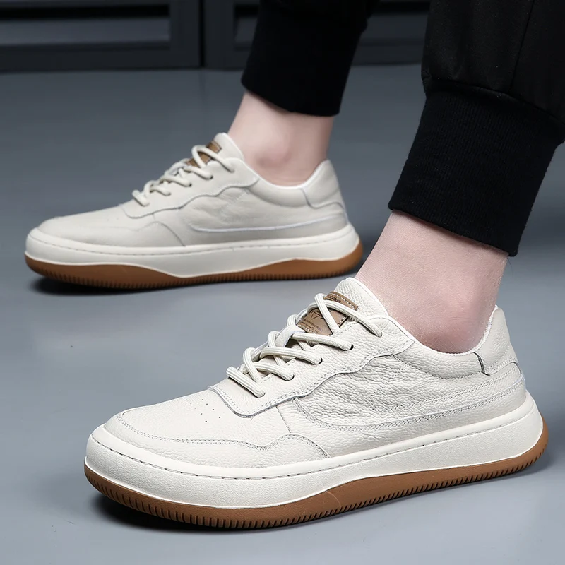 DIMANYU 2026 New Summer Men's Mesh Shoes Genuine Leather Fashion Lace-Up Casual Flat Non-Slip Sneakers Men