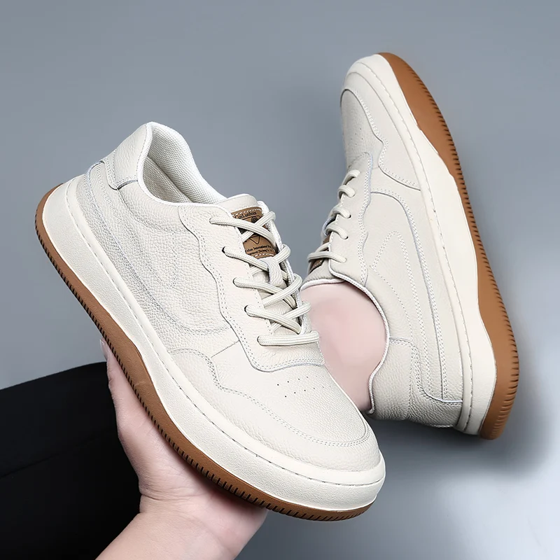 DIMANYU 2026 New Summer Men's Mesh Shoes Genuine Leather Fashion Lace-Up Casual Flat Non-Slip Sneakers Men