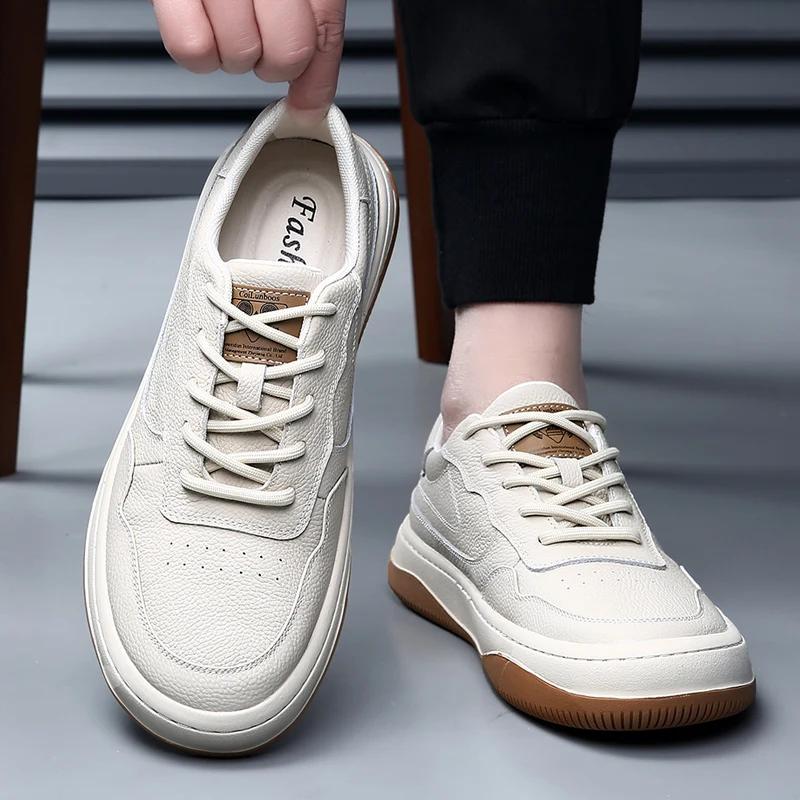 DIMANYU 2026 New Summer Men's Mesh Shoes Genuine Leather Fashion Lace-Up Casual Flat Non-Slip Sneakers Men