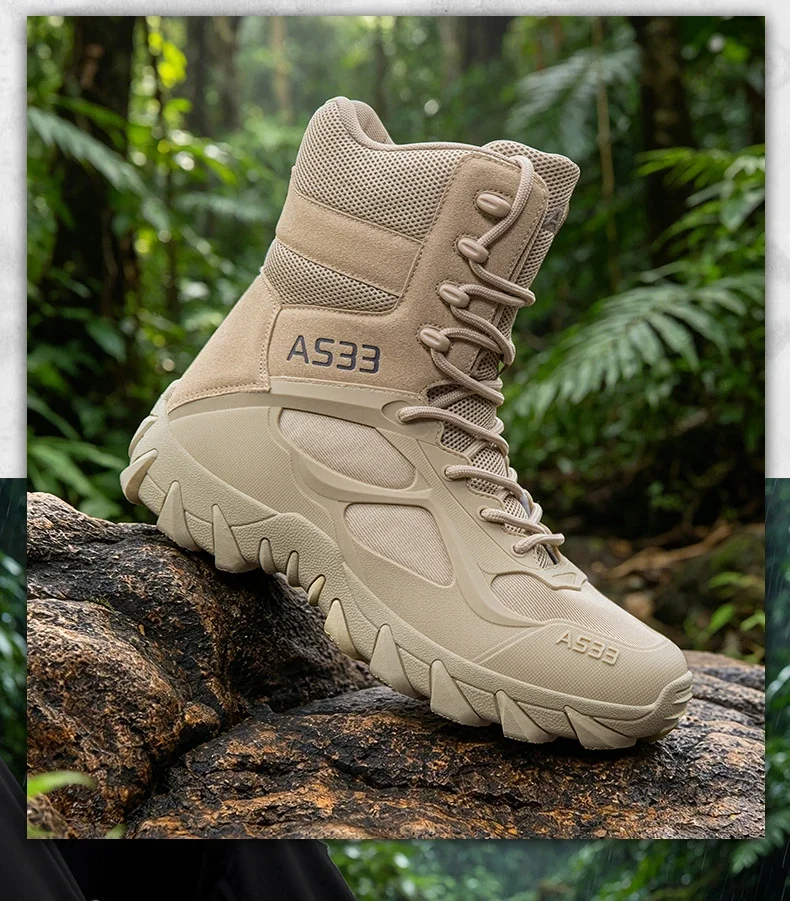 Men Tactical Boot Outdoor Ultrallight Safety Waterproof Breathable Lace Up Male Hunting Boots Army Boots Anti-Slip High Quality
