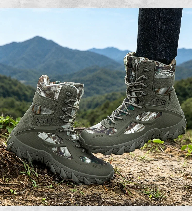 Men Tactical Boot Outdoor Ultrallight Safety Waterproof Breathable Lace Up Male Hunting Boots Army Boots Anti-Slip High Quality