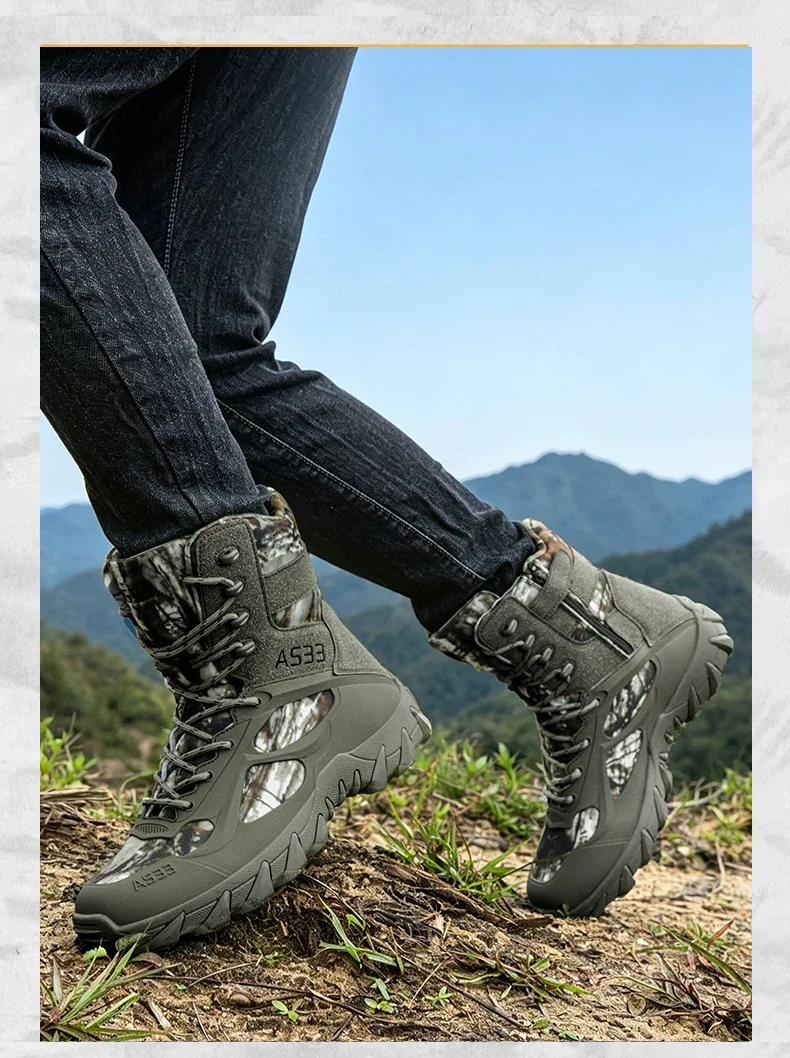 Men Tactical Boot Outdoor Ultrallight Safety Waterproof Breathable Lace Up Male Hunting Boots Army Boots Anti-Slip High Quality