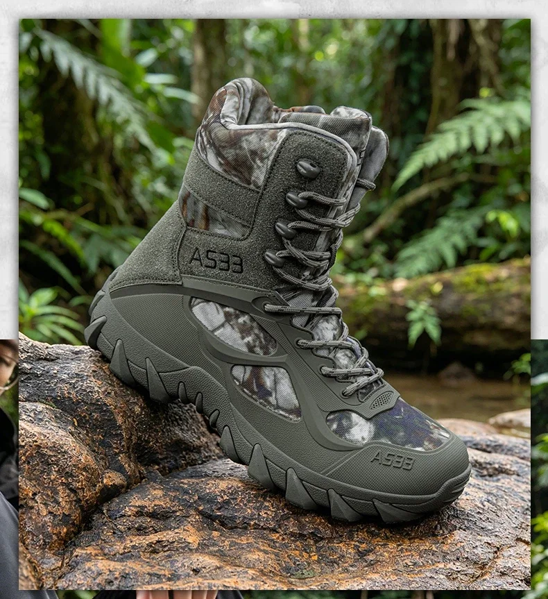 Men Tactical Boot Outdoor Ultrallight Safety Waterproof Breathable Lace Up Male Hunting Boots Army Boots Anti-Slip High Quality