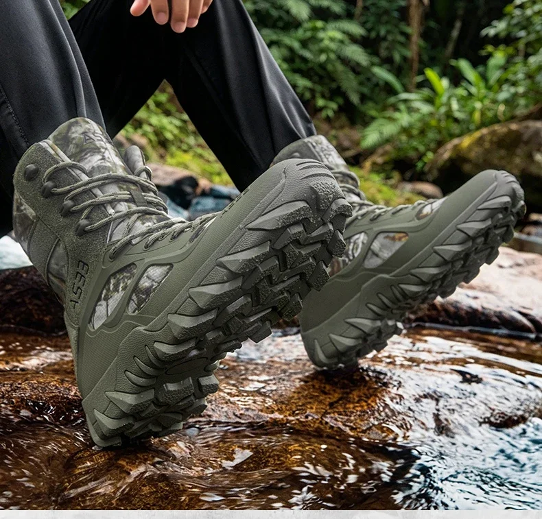 Men Tactical Boot Outdoor Ultrallight Safety Waterproof Breathable Lace Up Male Hunting Boots Army Boots Anti-Slip High Quality