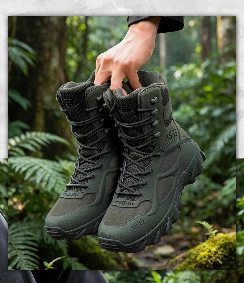 Men Tactical Boot Outdoor Ultrallight Safety Waterproof Breathable Lace Up Male Hunting Boots Army Boots Anti-Slip High Quality