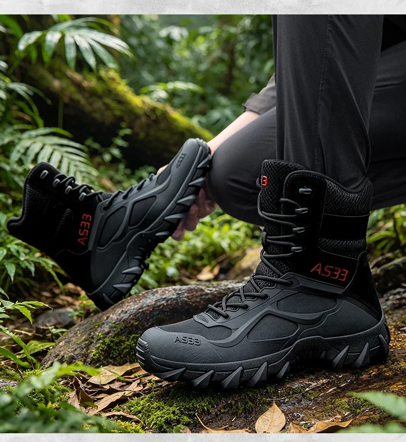 Men Tactical Boot Outdoor Ultrallight Safety Waterproof Breathable Lace Up Male Hunting Boots Army Boots Anti-Slip High Quality