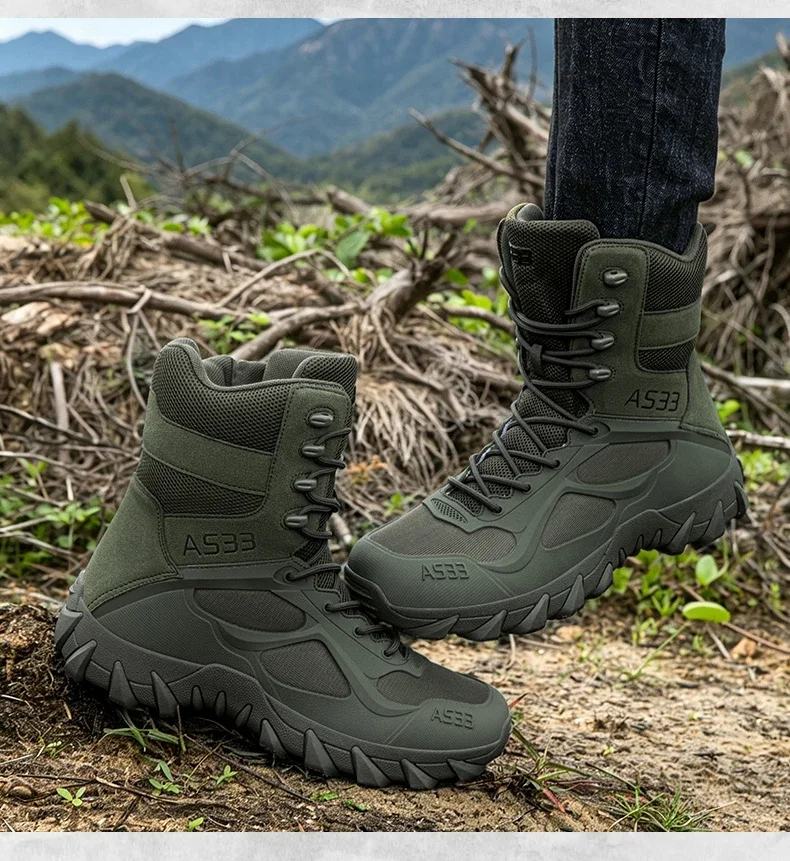 Men Tactical Boot Outdoor Ultrallight Safety Waterproof Breathable Lace Up Male Hunting Boots Army Boots Anti-Slip High Quality