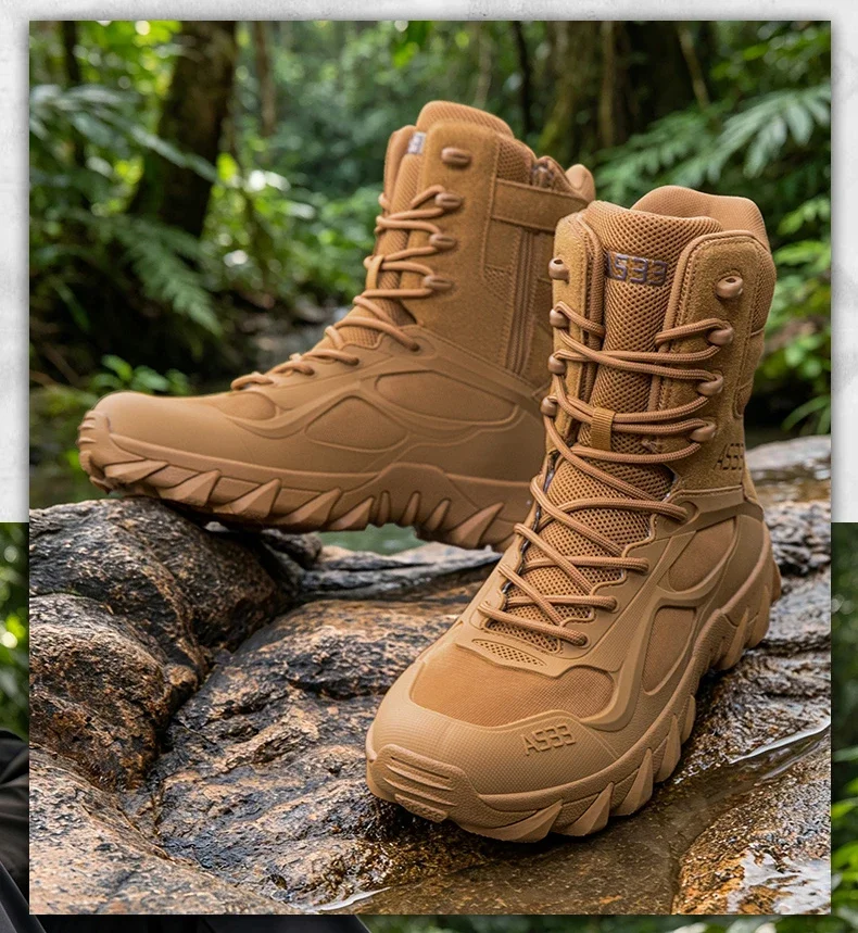 Men Tactical Boot Outdoor Ultrallight Safety Waterproof Breathable Lace Up Male Hunting Boots Army Boots Anti-Slip High Quality