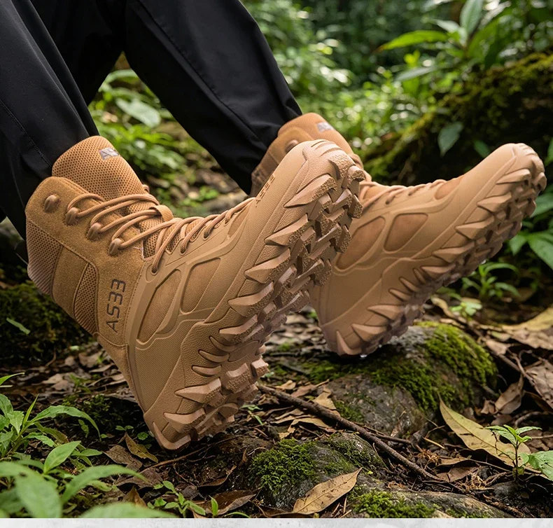 Men Tactical Boot Outdoor Ultrallight Safety Waterproof Breathable Lace Up Male Hunting Boots Army Boots Anti-Slip High Quality