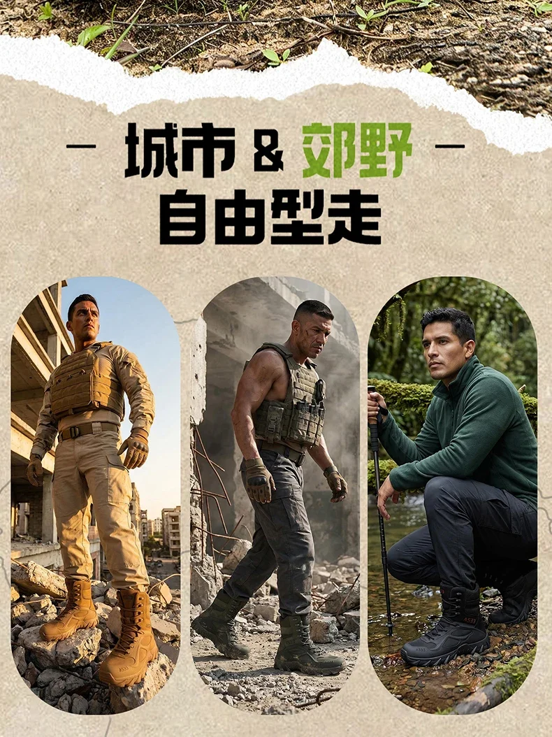Men Tactical Boot Outdoor Ultrallight Safety Waterproof Breathable Lace Up Male Hunting Boots Army Boots Anti-Slip High Quality