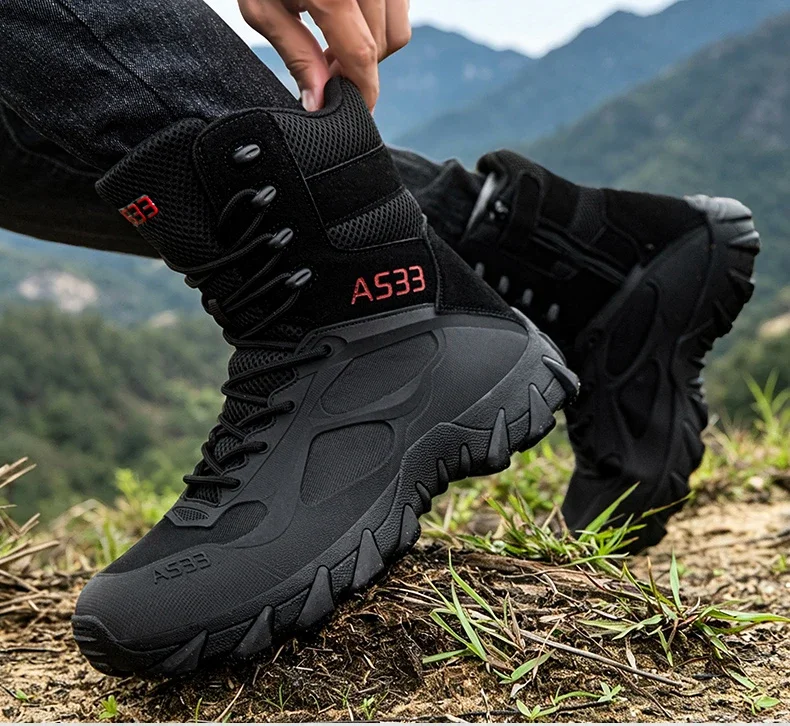 Men Tactical Boot Outdoor Ultrallight Safety Waterproof Breathable Lace Up Male Hunting Boots Army Boots Anti-Slip High Quality