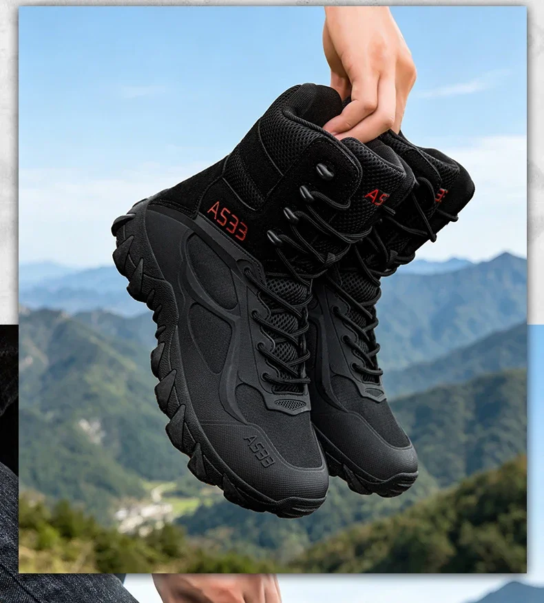 Men Tactical Boot Outdoor Ultrallight Safety Waterproof Breathable Lace Up Male Hunting Boots Army Boots Anti-Slip High Quality
