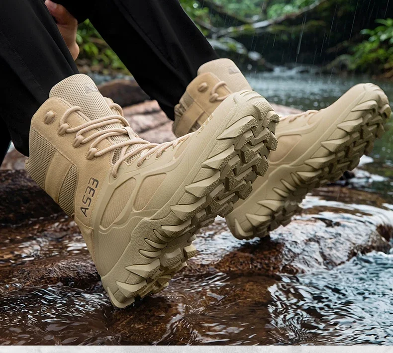Men Tactical Boot Outdoor Ultrallight Safety Waterproof Breathable Lace Up Male Hunting Boots Army Boots Anti-Slip High Quality
