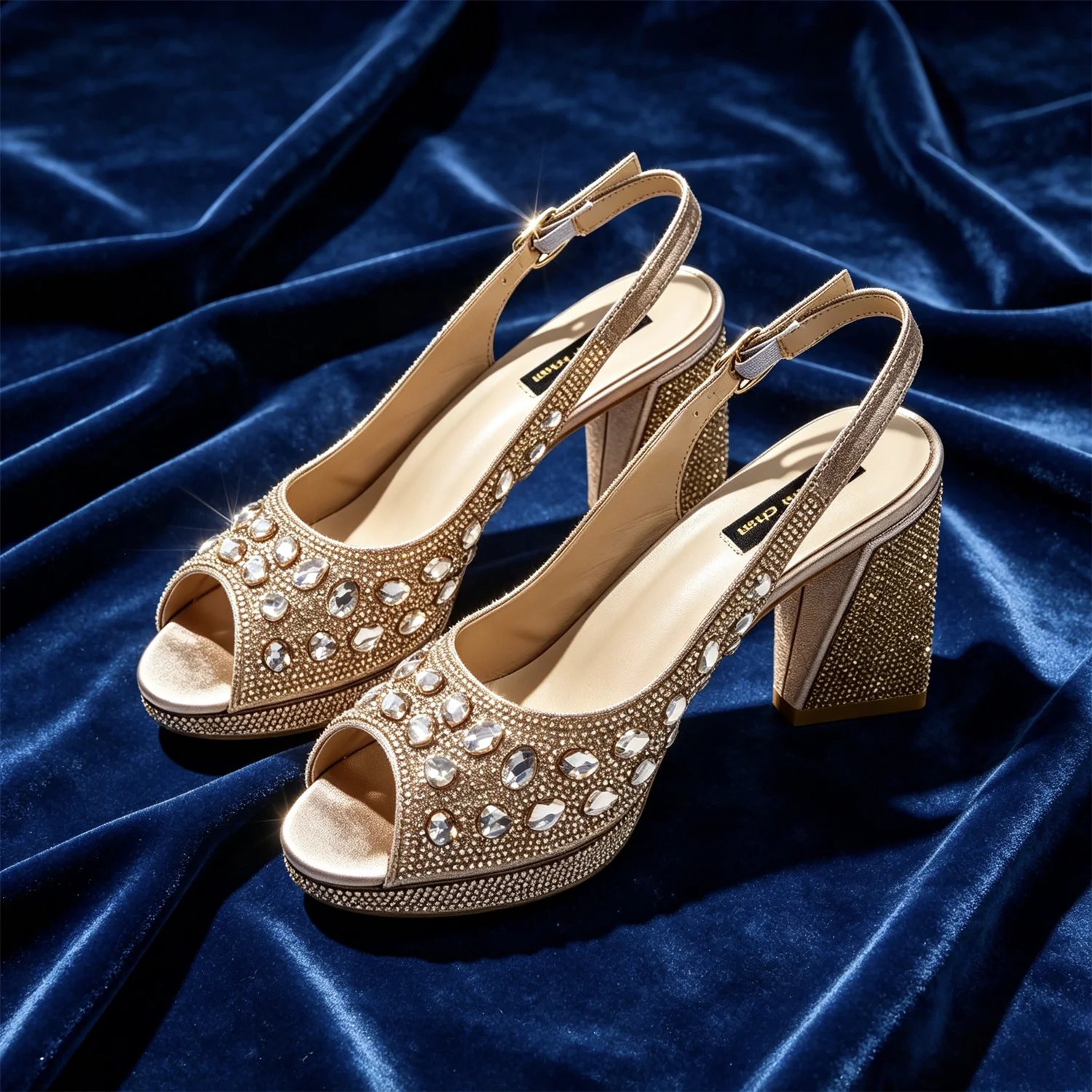 2025 New Rhinestone Design African-Inspired Shoe and Bag Set Olive Toe-Exposing Comfortable Women's High Heels Trending on INS